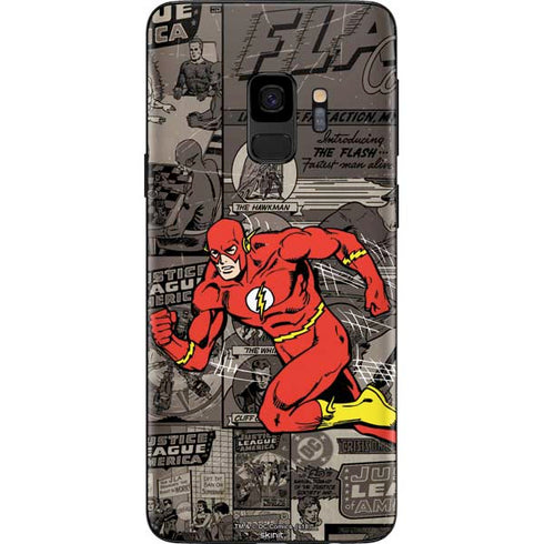 DC Comics The Flash Vintage Action pose pattern Galaxy S9 Skin